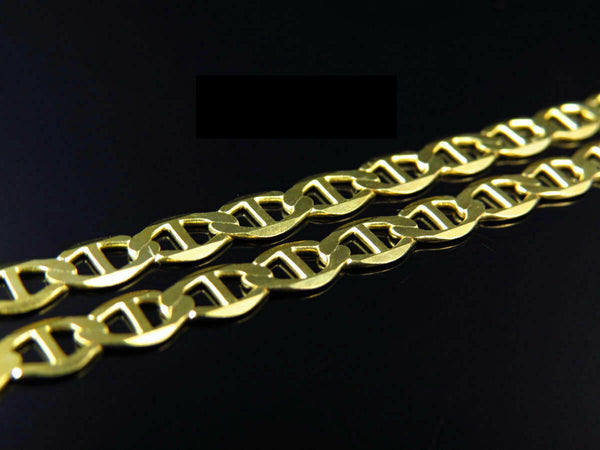 10K Yellow Gold Flat Mariner Chain 9MM