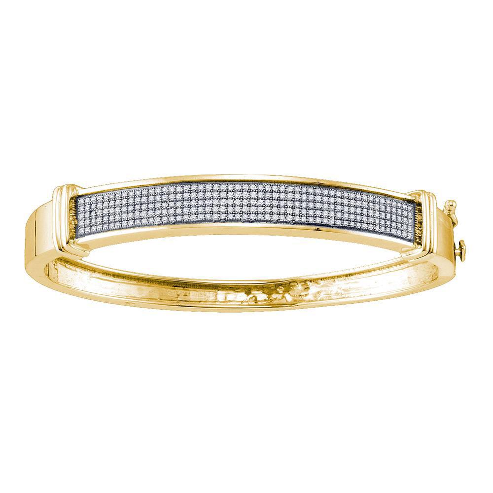 Yellow-tone Sterling Silver Diamond Five Row Bangle Bracelet 3/4 Cttw