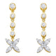 10K Yellow Gold Round Diamond Flower Cluster Dangle Earrings 3/4 Cttw