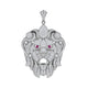 Sterling Silver Round CZ Animal Lion Face Cluster Charm Pendant