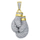 Yellow-tone Sterling Silver  Round Cubic Zirconia CZ Boxing Gloves Cluster Charm Pendant
