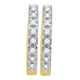 10K Yellow Gold Round Diamond Single Row Hoop Earrings 1/8 Cttw