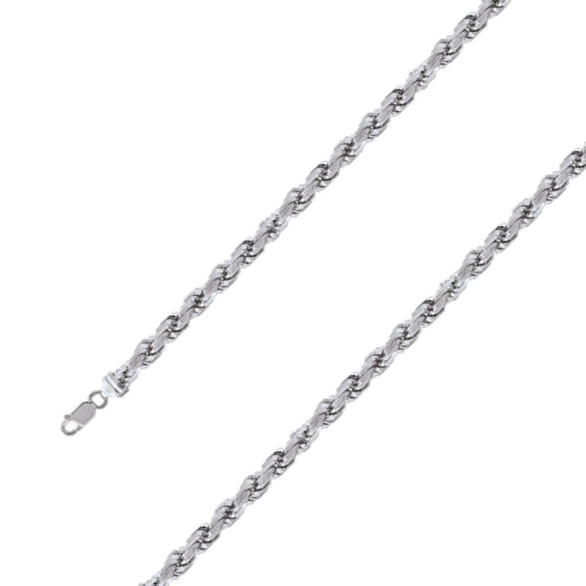 925 Sterling 7mm Silver Rhodium Plated Rope Chain Size 8