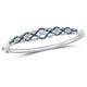 Sterling Silver Womens Round BlueDiamond Braided Bangle Bracelet 3/4 Cttw