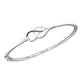 Sterling Silver Womens Round Black Diamond Bangle Bracelet 1/10 Cttw