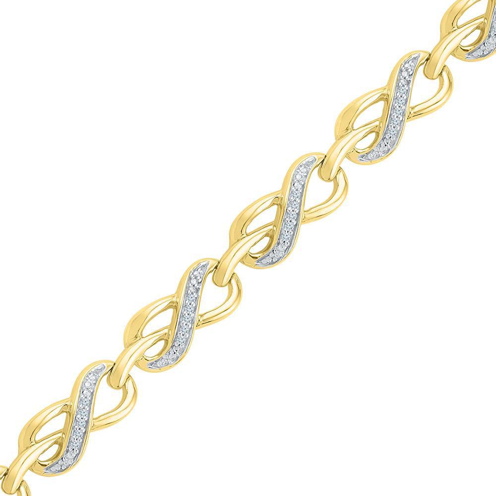 10K Yellow Gold Diamond Infinity Link Fashion Bracelet 1/5 Cttw