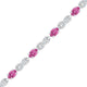 Sterling Silver Womens Oval Lab-Created Pink Sapphire Fashion Bracelet 5-1/3 Cttw