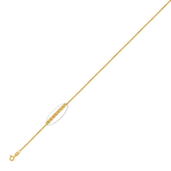925 Sterling Silver 1.3mm Gold Plated Pendant Bracelet  10" Unisex - Gold Americas