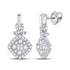 14K White Gold Princess Diamond Soleil Square Frame Cluster Dangle Earrings 1/2 Cttw - Gold Americas