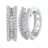 10K White Gold Round Baguette Diamond Hoop Earrings 1/2 Cttw - Gold Americas
