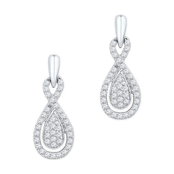 10k White Gold Diamond Oval-shape Dangle Screwback Earrings 1/3 Cttw - Gold Americas