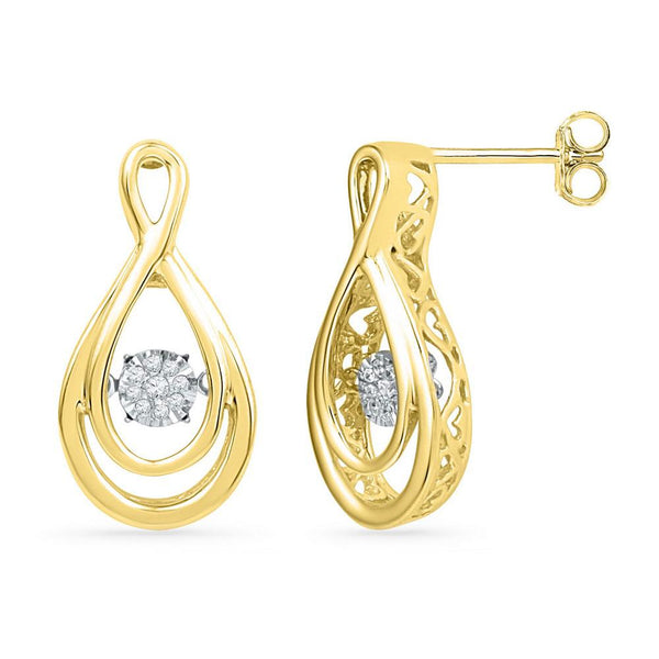 Gold Round Diamond Moving Twinkle Cluster Teardrop