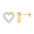 Gold Round Diamond Heart Outline Screwback Earrings