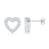 Gold Round Diamond Heart Outline Screwback Earrings