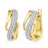 10K Yellow Gold Round Diamond Diagonal Double Row Hoop Earrings 1/4 Cttw - Gold Americas
