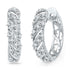 10K White Gold Round Diamond Diagonal Stripe Hoop Earrings 1/6 Cttw - Gold Americas