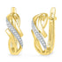 10K Yellow Gold Round Diamond Bypass Crossover Hoop Earrings 1/12 Cttw - Gold Americas