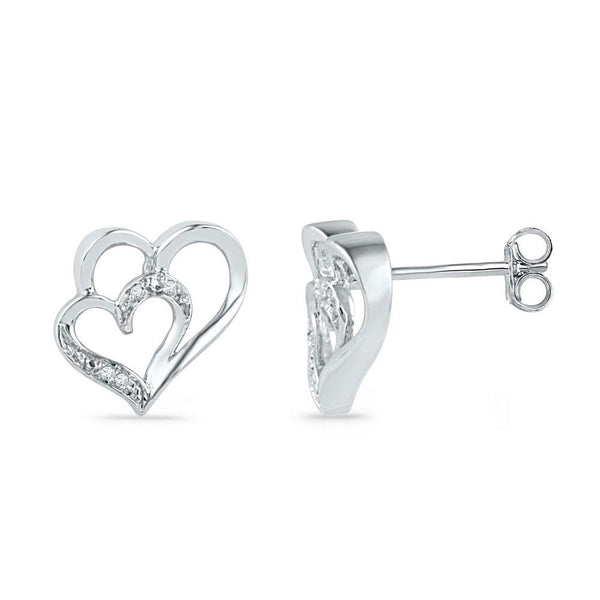 Gold Round Diamond Heart Earrings