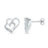 Gold Round Diamond Heart Earrings