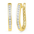 10K Yellow Gold Round Diamond Slender Single Row Oblong Hoop Earrings 1/5 Cttw - Gold Americas