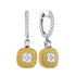 18K White Gold Round Yellow Diamond Square Cluster Dangle Earrings 3/4 Cttw - Gold Americas