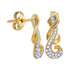 10K Yellow Gold Round Diamond Cluster Curled Screwback Earrings 1/6 Cttw