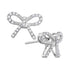 10K White Gold Round Diamond Bow-tie Ribbon Know Screwback Stud Earrings 1/5 Cttw