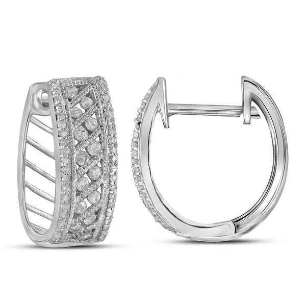 10K White Gold Round Channel-set Diamond Hoop Earrings 5/8 Cttw - Gold Americas