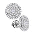 14K White Gold Princess Diamond Concentric Soleil Cluster Screwback Earrings 1/2 Cttw - Gold Americas