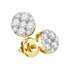 14K Yellow Gold Round Diamond Flower Cluster Stud Earrings 1/2 Cttw - Gold Americas