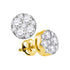 14K Yellow Gold Round Diamond Flower Cluster Earrings 1.00 Cttw - Gold Americas