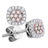 18K White Gold Round Diamond Square Cluster Stud Earrings 1/4 Cttw - Gold Americas