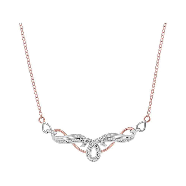 10K Two-tone Gold Womens Round Diamond Flourished Curl Necklace 1/8 Cttw - Gold Americas