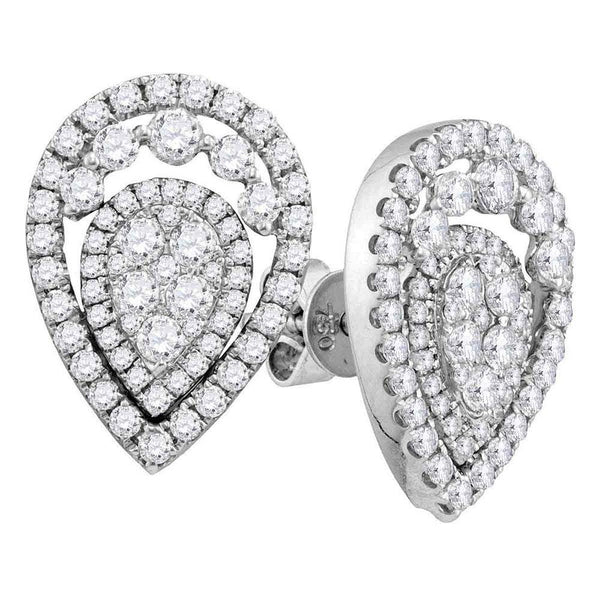 18K White Gold Round Diamond Convertible Teardrop Dangle Jacket Earrings 1-3/8 Cttw - Gold Americas
