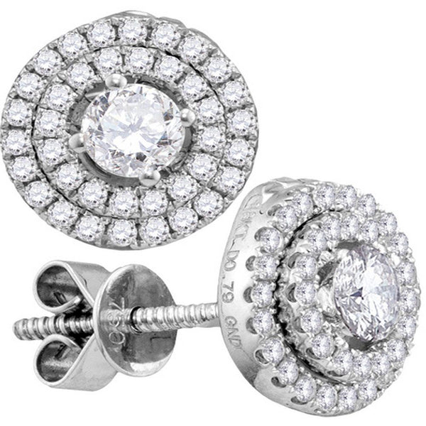 18K White Gold Round Diamond Convertible Circle Dangle Jacket Earrings 3/4 Cttw
