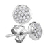 10K White Gold Round Diamond Concentric Cluster Screwback Earrings 1/10 Cttw - Gold Americas