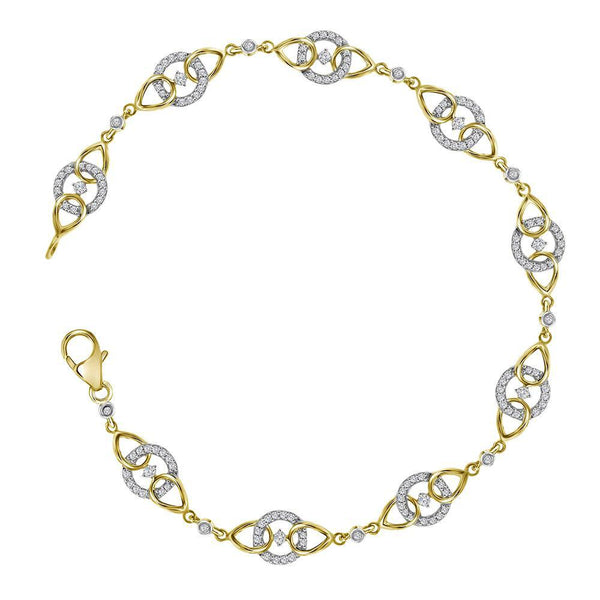 Gold Diamond Linked Circle Fashion Bracelet