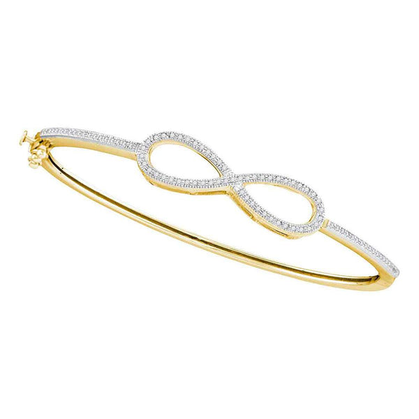 10K Yellow Gold Diamond Infinity Love Bangle Bracelet 1/3 Cttw