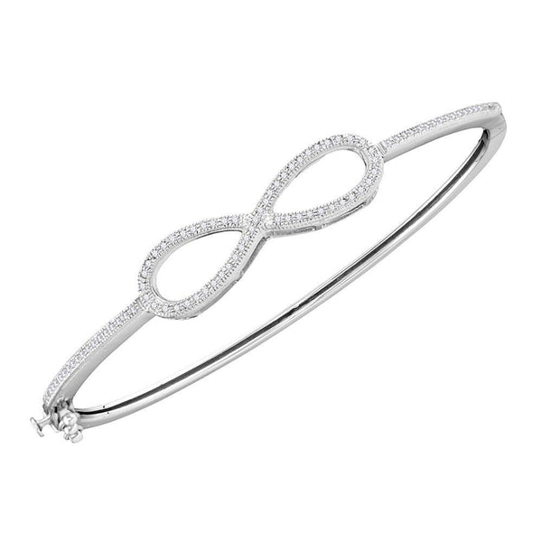 10K White Gold Diamond Infinity Love Bangle Bracelet 1/3 Cttw - Gold Americas