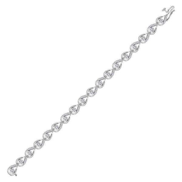 10K White Gold Diamond Teardrop Cluster Fashion Bracelet 1-1/4 Cttw - Gold Americas
