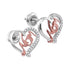 10K White Gold Round Diamond Heart Mom Screwback Stud Earrings 1/6 Cttw