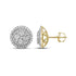 14K Yellow Gold Round Diamond Framed Flower Cluster Earrings 1-3/4 Cttw - Gold Americas