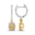 14K White Gold Round Canary Yellow Pink Diamond Dangle Earrings 7/8 Cttw - Gold Americas