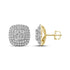 14K Yellow Gold Round Diamond Double Square Frame Cluster Earrings 1-1/2 Cttw - Gold Americas