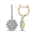 14K Yellow Gold Round Diamond Starburst Cluster Dangle Hoop Earrings 2-1/4 Cttw - Gold Americas