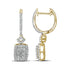 14K Yellow Gold Round Diamond Rectangle Dangle Hoop Earrings 7/8 Cttw - Gold Americas