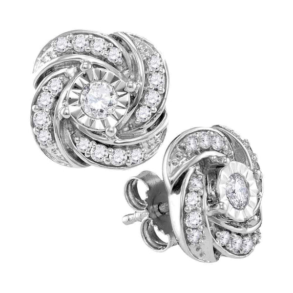 old Round Diamond Pinwheel Stud Earrings