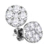 10K White Gold Round Diamond Cluster Screwback Earrings 2 Cttw - Gold Americas