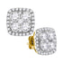10K Yellow Gold Round Diamond Square Frame Cluster Earrings 2-5/8 Cttw - Gold Americas