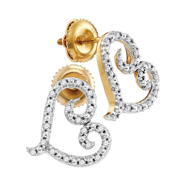 Gold Round Diamond Heart Earrings